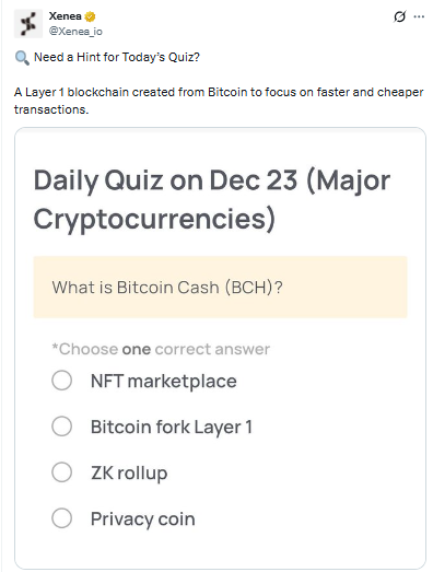 Xenea Wallet Daily Quiz 23 December 