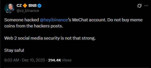 Binance CEO Account Hack