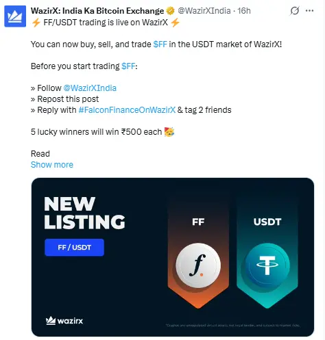 wazirx listed falcon finance 