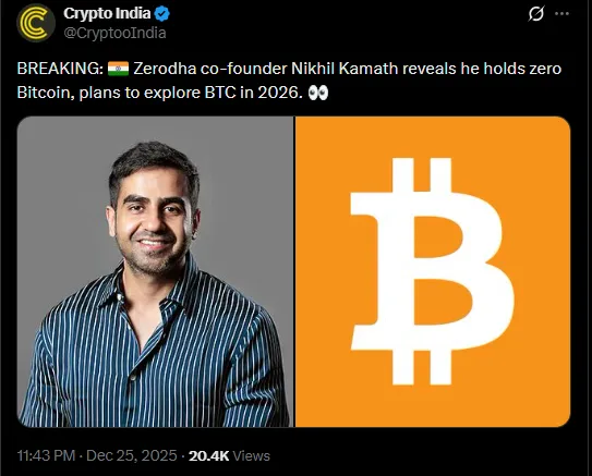 Nikhil Kamath on Bitcoin
