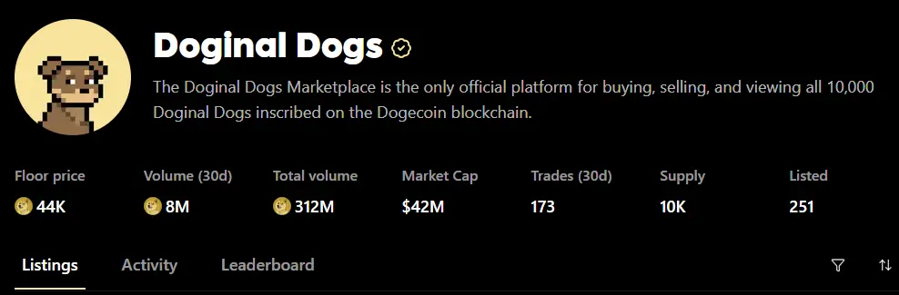 Doginal Dogs NFT market update
