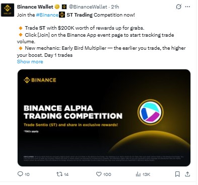 Binance Sentio Trading Contes