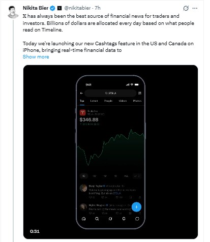 X Launched cashtags feature 