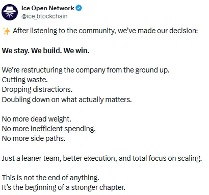 Ice Open Network x post announcement