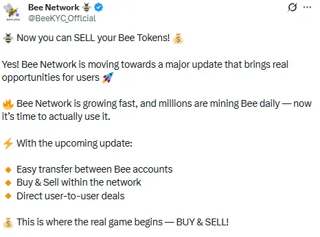 Bee Network Token Sell Official Update 