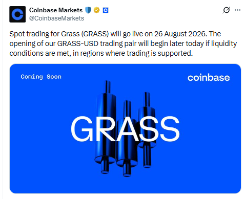 why grass coin price up today: coinbase listing impact