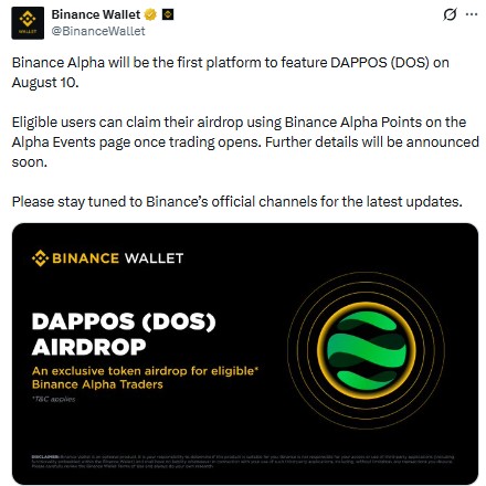 DAPPOS (DOS) Binance Alpha Listing