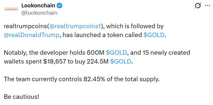 Donald Trump gold token crash