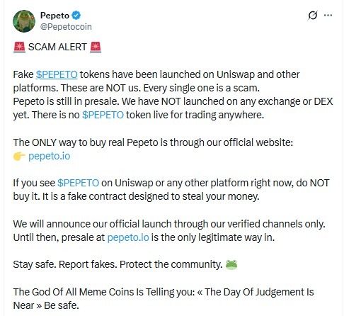 pepeto presale official clarification 
