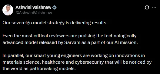 Sarvam ai update today