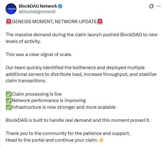 blockdag network response over airdrop claim problem 