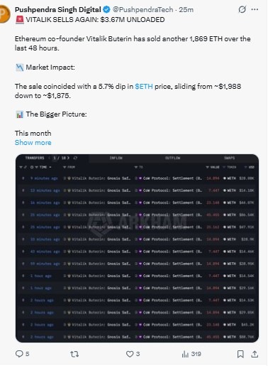 Vitalik Buterin ETH Sale