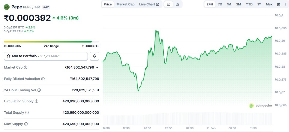 Pepe Coin Price in INR
