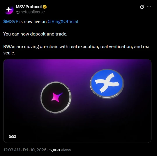 MSVP Coin Listing on BingX