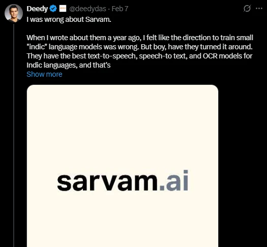 Sarvam ai update