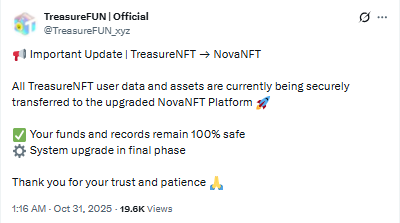 Treasure NFT Migration to Nova nft