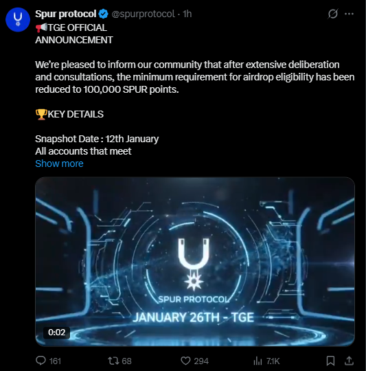 Spur Protocol Listing Date 26 January, Spur Protocol Listing Price 