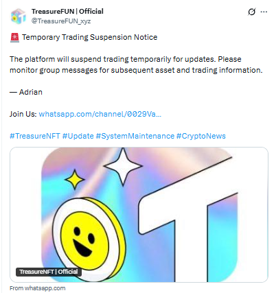 Treasure NFT Withdrawal Update