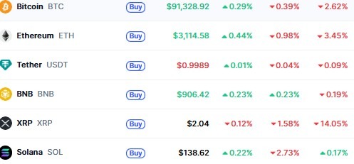 13 January को Top Cryptocurrencies 