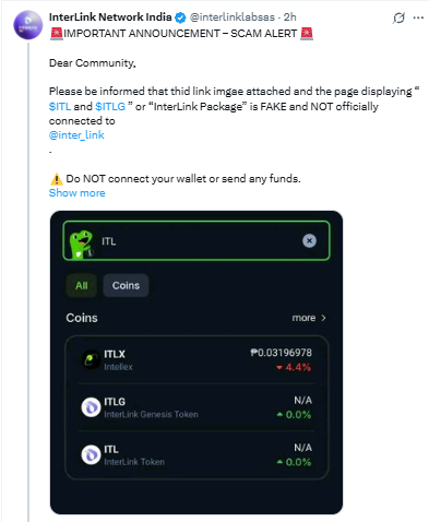 Interlink network scam alert before ltlg launch