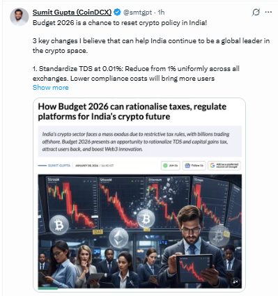 Crypto Industry Demanded Clear Crypto Regulation in Budget 2026-27