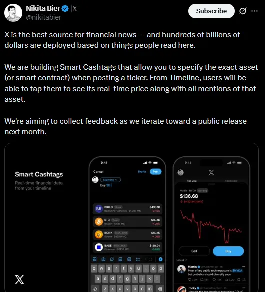 X Smart Cashtags Feature