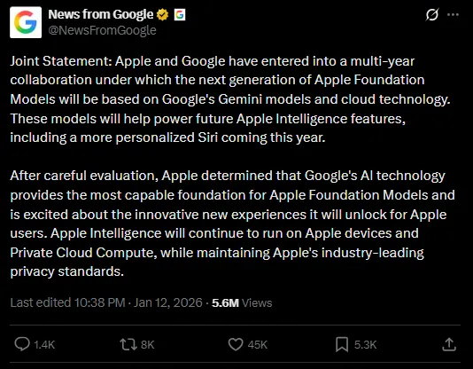 Apple Google AI News