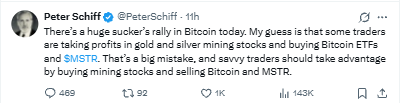 Peter Schiff about Capital rotation from precious metal to bitcoin