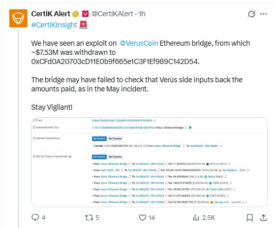 VerusCoin Ethereum Bridge Hack