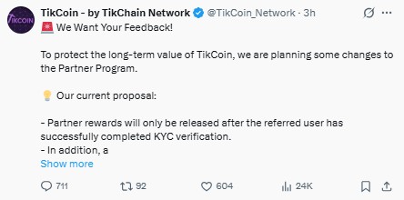 TikCoin Network Listing update 