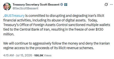US Sanctioned Iran crypto wallet