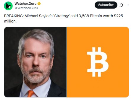 Michael Saylor strategy sold more btc