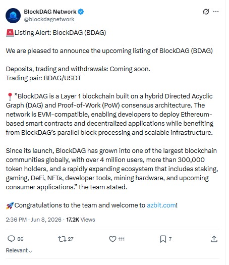Blockdag Listing Update Today
