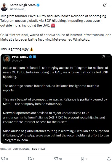 Telegram BGP Hijacking