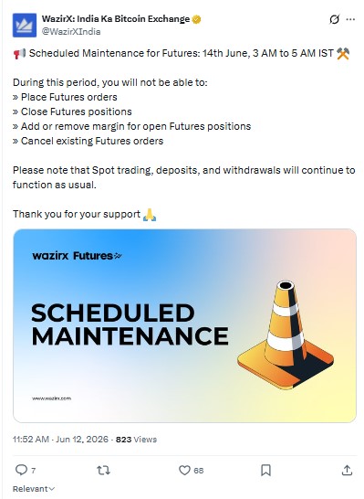 WazirX Futures Maintenance