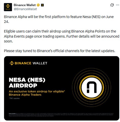 Nesa Binance Listing Announcement