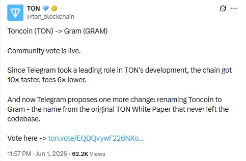 crypto news, telegram proposes toncoin name change