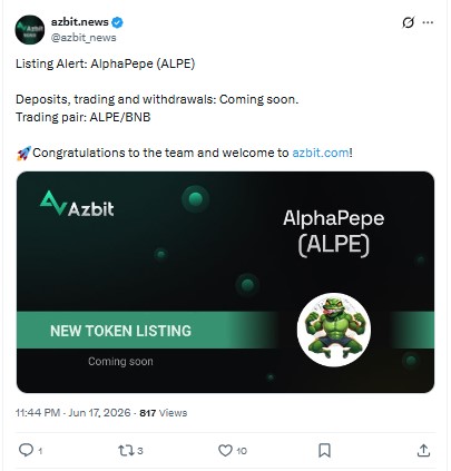 AlphaPepe Azbit Listing