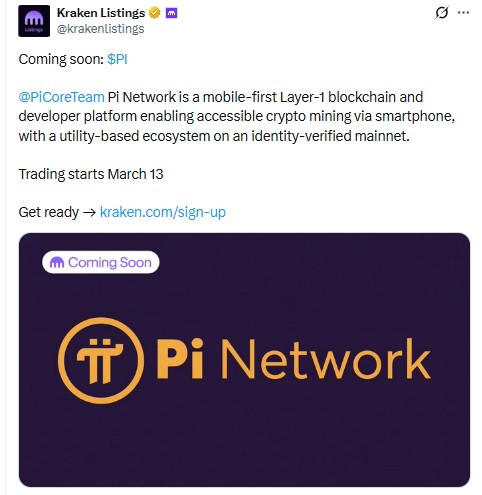 kraken confirms pi listing 