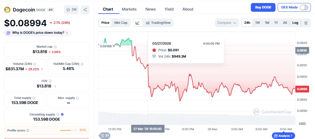 crypto market crash dogecoin price drop