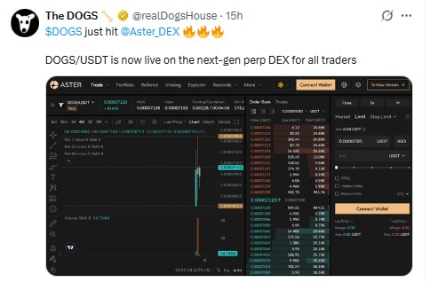 DOGS Token Debut on ASTER DEX