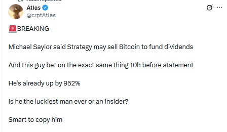 Michael Saylor Bitcoin selling news 