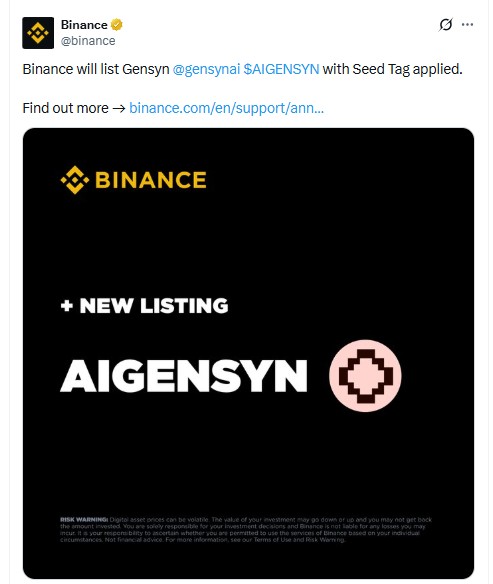 Gensyn AI Token Price Prediction: Binance Listing