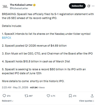 SpaceX IPO Date 
