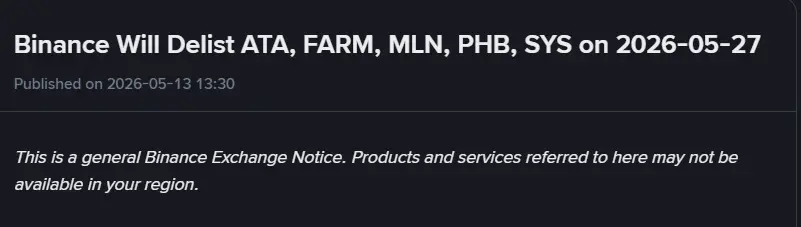 Binance Delisting News