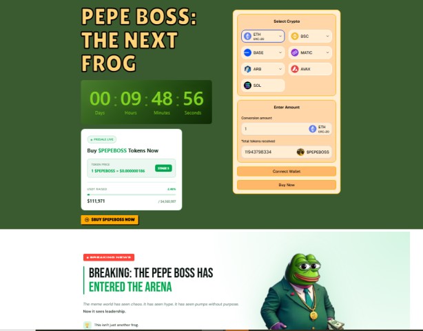 PepeBoss Presale Stage 5 Live