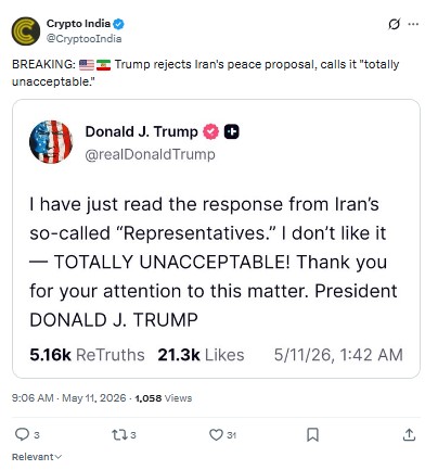 Trump Rejects Iran Peace Proposal