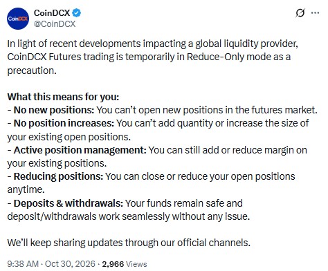 Coindcx official tweet
