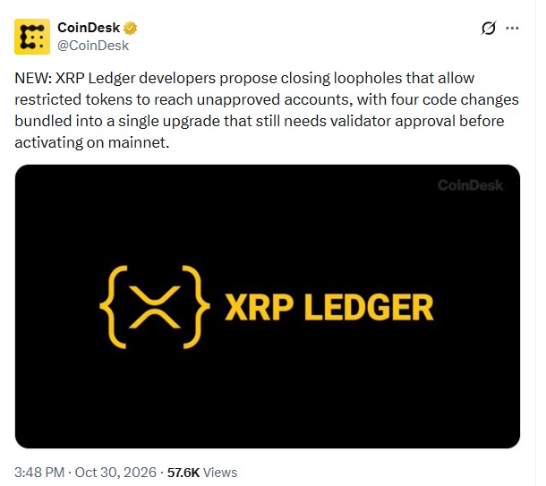 XRP ledger upgrad announcement