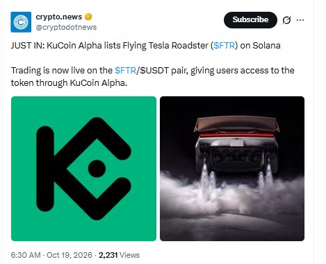 flying tesla roadstar token